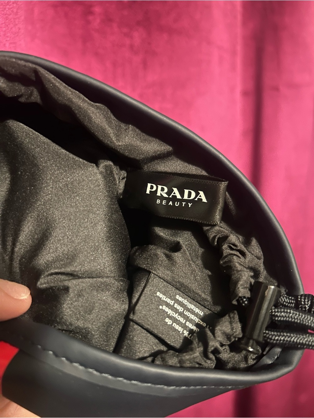 Prada Black Drawstring Toiletry Pouch with Red Stripe - Picture 9 of 9